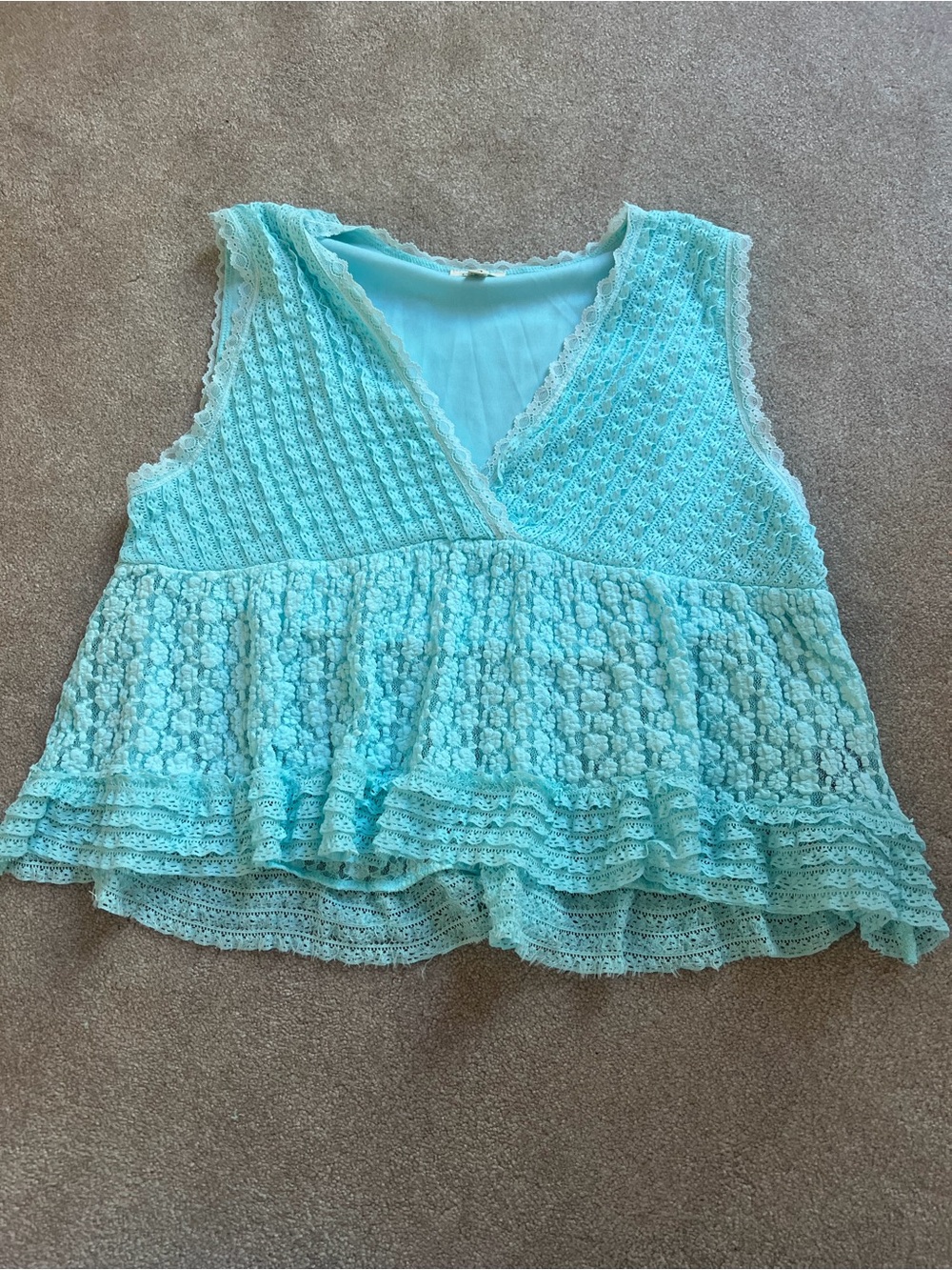 POL Lace Peplum Sleeveless Top